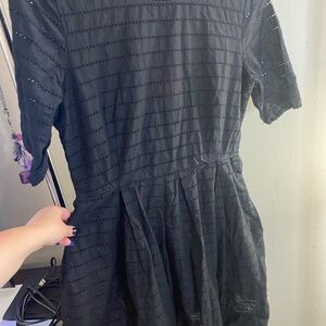 Gap Black Eyelet Lace Dress With Comfortable Pockets Size 14
